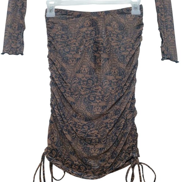 Ed Hardy Crop Top & Ruched Drawstring Co-ord Set Size Small Tiger Print NWT - Picture 4 of 13